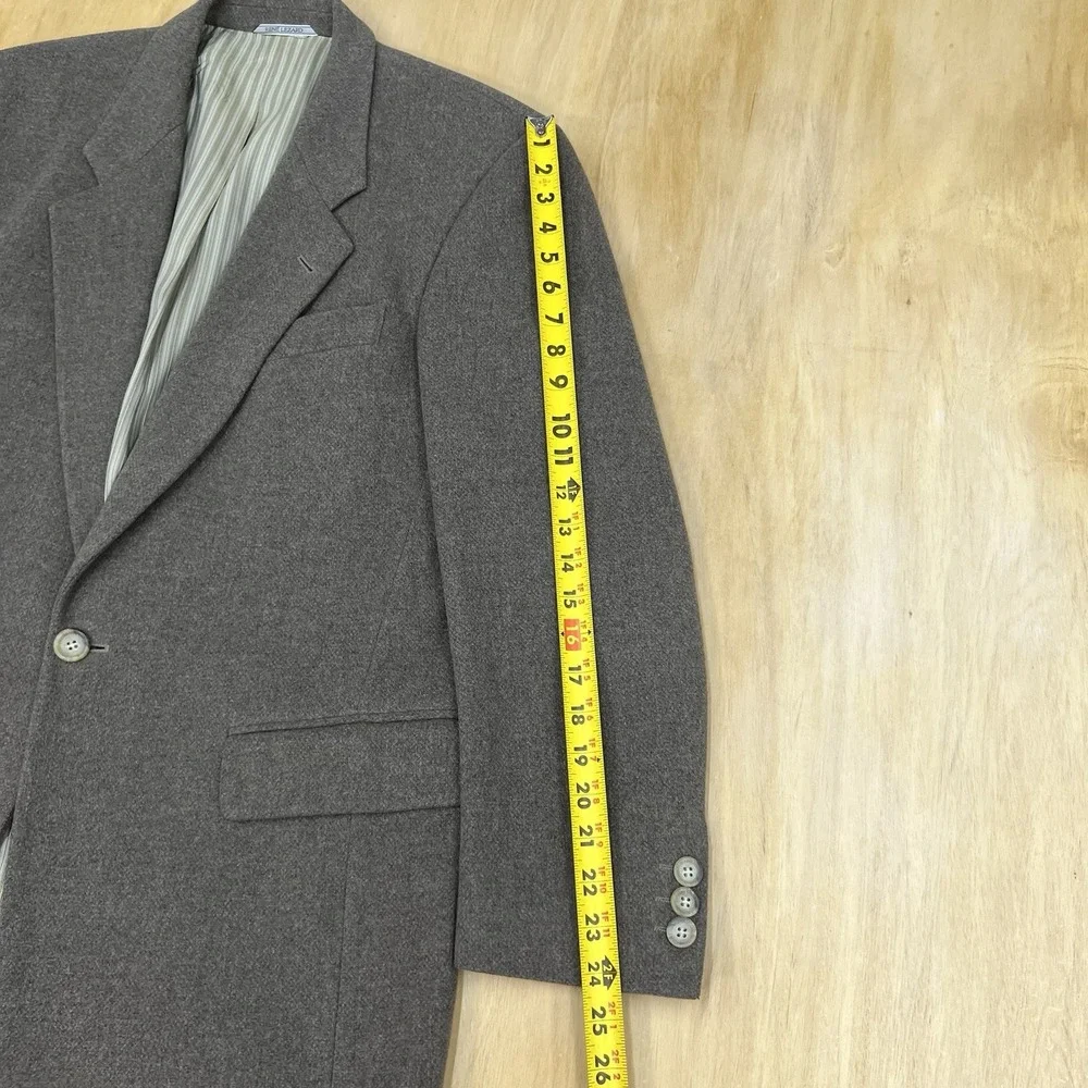 Vintage‎ Rene Lezard Ventless Blazer Sport Coat Mens 40R Wool Tan Jersey Flannel
